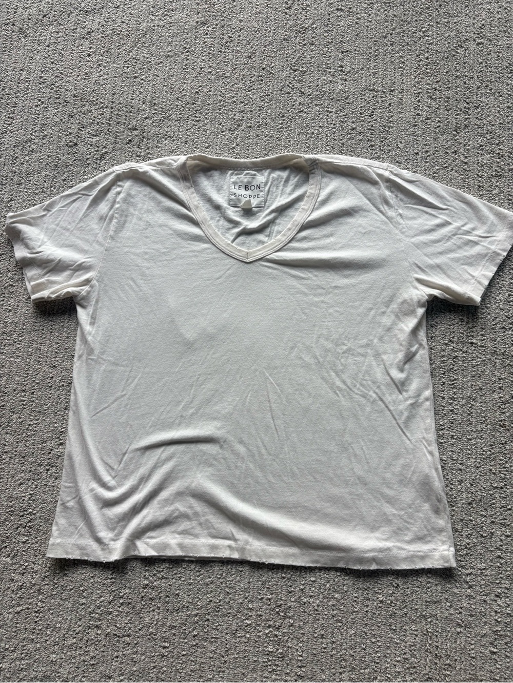 Le Bon Shoppe Women's Cream V-Neck Short Sleeve Tee